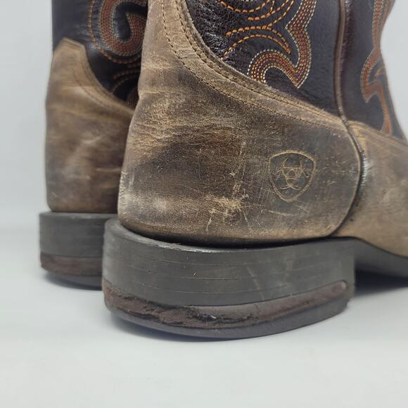 Ariat Boots Mens 10D Brown Leather Western Cowboy Square Toe 100038449 Layton - Picture 9 of 15